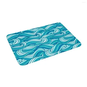 Padrão de onda de tapetes com rio Sea River non Slip absorvente Banho de espuma Bath para decoração/cozinha/entrada/sala interna/externa/sala de estar