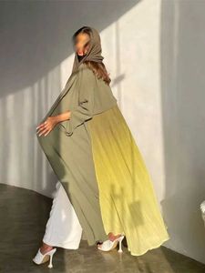 Etniska kläder Ramadan Open Chiffon Kimono Abaya Kaftans Turkiet Islam Muslimsk klänning Bönkläder Kvinnor Djellaba Robe Femme Musulmane KA T240510