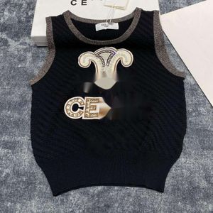 Дизайнер жилетов Celinnes Triumphal Arck Top Top Top Luxury Randevels Tanks Camis Spring/Summer Новый модный вышитый вязаный жилет