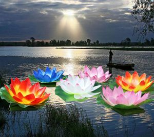 50st Artificial Silk Lotus önskar lätt partidekoration flytande ljus pool lykta för födelsedag bröllop leveranser multi color3839821