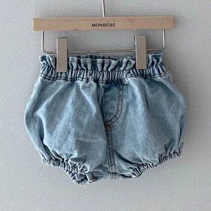 Shorts primavera e verão novos shorts de jeans bebês heram calças recém-nascidas meninos e meninas pp counts roupas crianças bloomer 0-3t d240510
