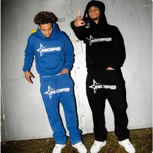 Mens Tracksuits Y2K NOFS Tracksuit Hooded Pullover Sweatpants Sports Suit Casual Jogger Sportwear 2 Piece Mane Fleece Streetwear Set Ko9t