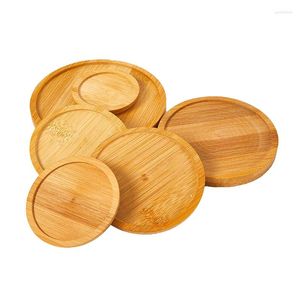 Masa Paspasları 1 PC Bambu Tepsisi Bonsai Tutucu Yuvarlak Tesis Standı Sıkı Tencere Ahşap Çiçek Bahçesi Araçları