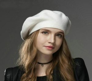 Winter Ladies Beret Hat Wool Cashmere Beanie Kobiety Caps Casual Bonnet Wysokiej jakości żeńskie dzianinowe czapkę dla dziewcząt5105913