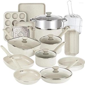 Полога наборов 20 PC POTS и PANS Установите без складки посудомоечной машины.