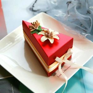 Wrap prezent 3PCS Cake Triangle Triangle Creative Box Wedding Party Favor Świąteczny kwiat ręcznie robiony kartonowe cukierki słodkie pudełka