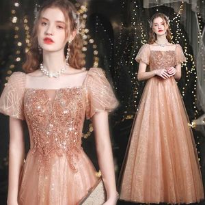 Urban Sexy Dresses Party Dress 2024 Puff Slves Båthals Prom Long Elegant A Line Gold Tulle Formal Evening Women Prom Party Dress T240510