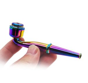 Rianbow Metal Zinc Alloy Smoking Herb Pipe 95MM Metal Bowl Pipe Tobacco Herbal Pipe Detachable Smoking Hand Spoon Pipes Fit Dry He5479374