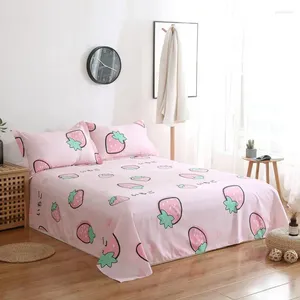 Bedding Sets Cartoon Plang Strawberry Padrão Cotton Band Sheets 160cmx230cm 230x250cm Folha plana de abacaxi