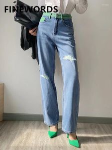 Women's Jeans FIORDS Brand Vintage Wide Leg Loose Women Korean Casual High Waist Streetwear Full Length Harajuku Straight