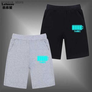 Shorts fashionabla pojkar sommar glödande shorts roligt batteri tryckt gata basket shorts childrens gym sport shortsl2405