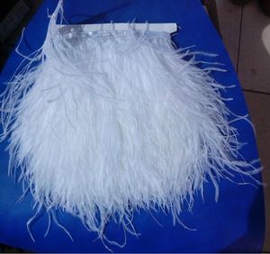 10 yardslot White Sttrich Feather Tranming Fringe sull'intestazione di raso 67 pollici in larghezza2833049