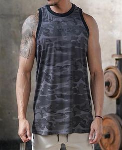 Homens Quick Dry Fitness Tank Tank Top Top Leveless Camisa de musculação de Undershirt Gym Exercício Esporte Singlet Running Stringer3394376