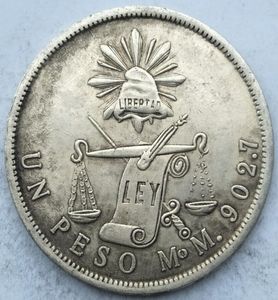 メキシコ古いコインコピーコインコレクション1ペソバランスとソード1872アンティーク銅コイン7591115