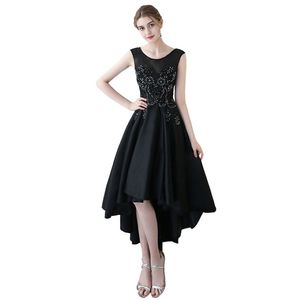 Kobiety o wysokiej niskiej planie sukienki na szyję szyi koronkowe sukienki na imprezę balową czarny z przodu długi tylne sukienki Homecoming sukienki vestido de festa 272c