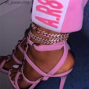 Роскошные заморожены CZ Cz Cubic Circonia Кубинская цепная лодыжка Bracelet Bling Hip Hops Miami Crintal Crystal Cuban Chain Anklet Ankle