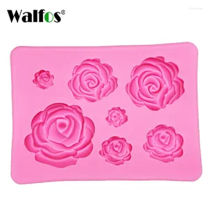 Moldes de cozimento walfos rosa flor molde molde fondent bolo molde de molde de molde de molde de casamento ferramentas de decoração de açúcar acessórios de cozinha