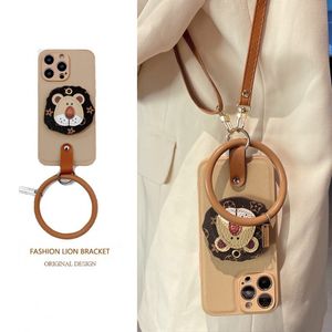 The Lion head stand is suitable for Apple 15Promax phone case iPhone12/13 Crossbody lanyard xs bracelet iphone 14 fashion phone case
