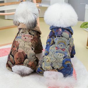 Abbigliamento per cani Pet Parka inverno inverno vestiti stampati carini vestiti a quattro zampe in cotone giù per piccoli cani mediocri