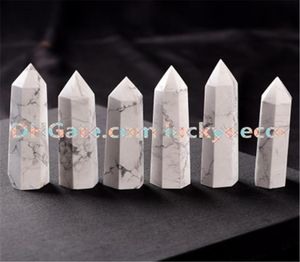 Güzel 65cm85cm Doğal Beyaz Cilalı Turkuaz Prism Prism Wand Mermer Howlite Kristal Obelisk Kuvars Numune Şifa Taşı Hi8372006