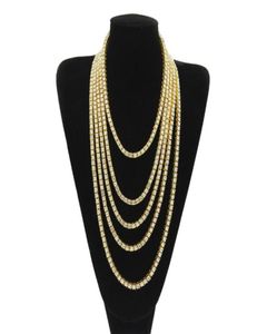 Hip Hop Gold Chain 1 Row Round Cut Tennis Necklace Chain 18inch 24inch Mens Punk Iced Out Rhinestone chain Necklace GB14883089057