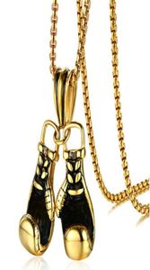 Подвесные ожерелья для бокса перчатки колье панк -ювелирные изделия прохладные ретро -мужские сети канала титана8952279