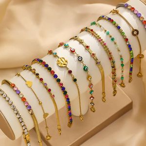 2024 New Arrival Fashion Lady Zircon Bracelet Women Gold Plated Stainless Steel Boho Style Bracelet Jewelry