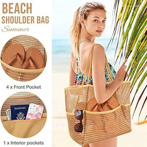 Storage Bags Summer Large Beach Bag For Towels Mesh Durable Toys Waterproof Underwear Pocket Tote