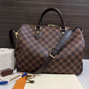 Louiseviution Designer Bag Original Luxury Swork Damiers Speedys 25 мешков с кроссовым зеркалом