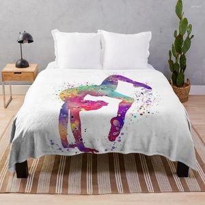 Cobertores Ginástica Menina Torda de Aquarela colorida Presente de arte Throw Blanket Grelas Decorativas Sofás polares Camas decorativas