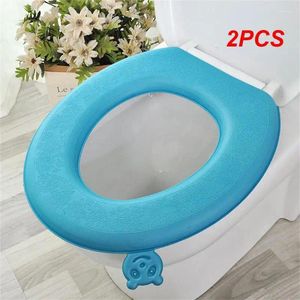 Крышка сиденья туалета 2pcs зимнее теплое покрытие с ближайшим ковриком аксессуары для ванной комнаты вязание Pure Color Soft O-Cheap Paddet Bidet