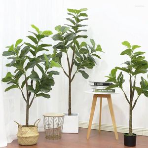 Decorative Flowers Artificial Fiddle Leaf Fig Tree Plants Indoor Potted Faux Plant For Outdoor House Home Office Garden Modern Decor 5.9FT