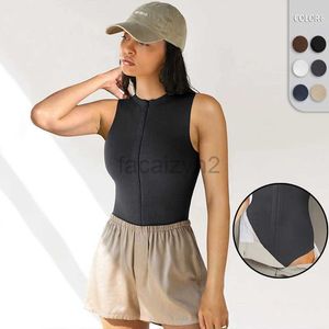 Women's T Shirt sexy Tees 2024 Spring/Summer New Y2K Women's Street Zipper Sleeveless jumpsuit Sexy Thread jumpsuit tops