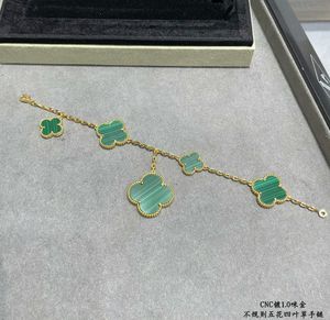 Vintage Alhamb Charm Copper med 18K Gold Plate Big and Liten Four Leaf Clover Flower Charm Armband för kvinnliga smycken med Box Party Gift