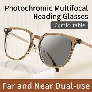 Occhiali da sole Pochromic Progressive Reading Glasses Ultralight Grande oversize Pure Titanium Tr90 Frame multifocus