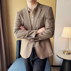 Men's Suits Summer Modal Linen Blazer Jacket Single Button Vent Casual Slim Fit Thin Suit Coat High Quality Solid Plain Clothes Man