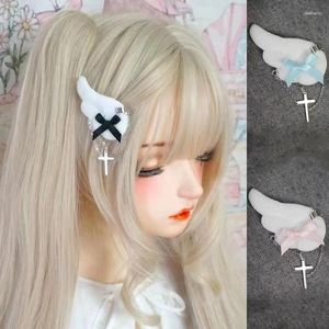 Festa fornece uma asa de anjo de pares com hairpin cross arco de arco de cabelo fofo clipes gilrs lolita cocar os alunos presentes