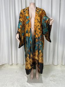 Sukienki w dużych rozmiarach 2024 SAUDI Arabia luźna sukienka maxi letnia nadruk bohemian szat Africa Kaftan Swim Suit Batwing Sleeve Silk Silk