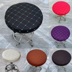 Chair Covers Round Stool Cover Elastic Bar Swivel Slipcover For Hair Salon Thicken Fabric Seat Protector El