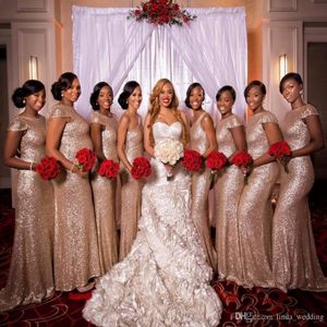 2019 Rose Gold Sequed Bridesmaid Bress