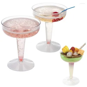 Einwegbecher Strohhalm 6pcs 120 ml Champagnerflöten -Plastikglas für Partys Glitzer Hochzeitsfeier rösten klare Tassen Gelee