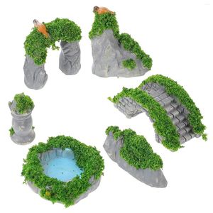 Decorazioni da giardino micro paesaggio antico edificio fata in resina in miniatura giardinaggio decorazioni in vaso