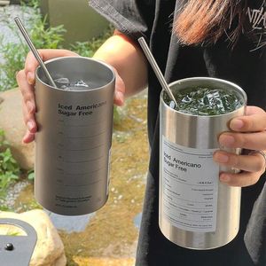 Tassen 14/20 Unzen Edelstahl Kaffeetasse mit Deckel und Stroh isoliert doppelte Wandvakuum -Reisen Wasserflasche für Camp