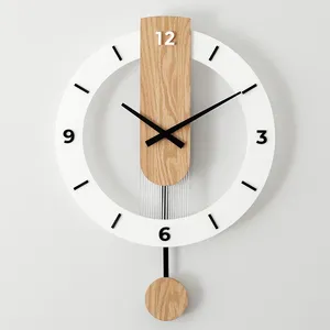 Orologi da parete orologio minimalista moderno moderno in legno solido quadrato silenzioso circolo creativo decorazione di soggiorno e camera da letto