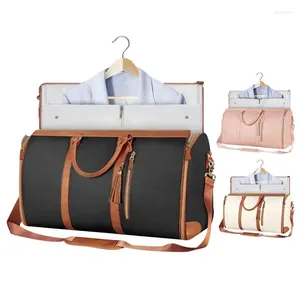 Storage Bags Garment For Travel Foldable Sports Duffle Bag With Shoe Pouch Gym Tote Suitcase Suit Business PU