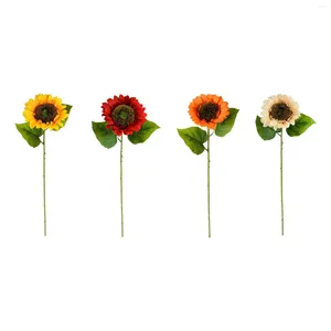 Decorative Flowers 3Pcs Artificial Sunflowers Bouquet Fake Yellow Table Centerpieces Simulation Bride Holding For Home Window