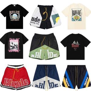 T-shirt konstskjorta badstammar t-shirt t tshirt rhude män designer tshirts för mens 24ss rhude shorts mens hög kvalitet tess designer kort ärm Europe Amerika 74BOBO