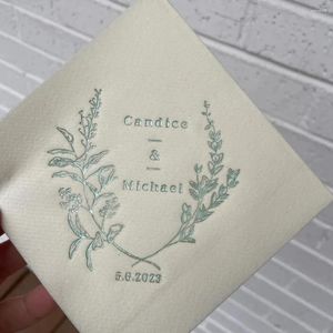 Party Supplies 50Pcs Personalized Wedding Cocktail Napkin - Floral Names Custom Foil Stamped Napkins And Bridal Shower Decor