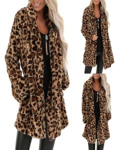Women039s Jackets Women Leopard Faux Fur Pocket Fuzzy Warm Winter Oversized Outwear Long Coat Loose Lapel Overcoat Thick Plus S9872337