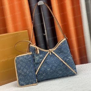 Projektantka torebka Vintage dżinsowa Kobiety Cross Body 2pcs Zestawy Luksusowe torebki hobo torby na ramię Wysokiej jakości niebieski dżinsowy torebki komunikatory